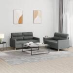 vidaXL Set de canapele cu perne, 2 piese, gri închis, textil GartenMobel Dekor (3201569) Canapea