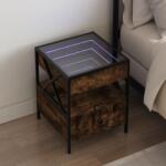 vidaXL Noptiera cu LED infinity, stejar fumuriu, 40x40x51 cm GartenMobel Dekor (3284103)