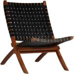 vidaXL Scaun pliant împletit, negru, piele naturala GartenMobel Dekor (246366)