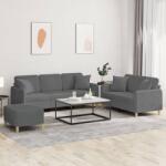 vidaXL Set de canapele cu perne, 3 piese, gri închis, textil GartenMobel Dekor (3202143) Canapea