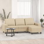 vidaXL Canapea cu 3 locuri cu taburet, crem, 180 cm, material textil GartenMobel Dekor (3201153) Canapea