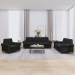 vidaXL Set de canapele cu perne, 3 piese, negru, catifea GartenMobel Dekor (3202175) Canapea