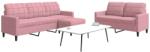 vidaXL Set de canapele cu perne, 3 piese, roz, catifea GartenMobel Dekor (3278404) Canapea