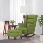 vidaXL Scaun balansoar picioare din lemn/taburet verde deschis catifea GartenMobel Dekor (3121233) Balansoar