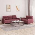 vidaXL Set canapea cu perne, 2 piese, rosu vin, material textil GartenMobel Dekor (3201606) Canapea