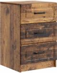 vidaXL Noptiera cu 3 sertare, lemn vechi, 43 x 41 x 63, 5 cm, lemn prelucrat (895713)