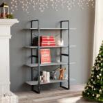 vidaXL Biblioteca, 4 rafturi, gri beton, 100x30x140cm, lemn prelucrat GartenMobel Dekor (806481) Biblioteca