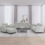 vidaXL Set de canapele cu perne, 4 piese, gri deschis, microfibra GartenMobel Dekor (3202297) Canapea