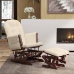 vidaXL Scaun glisant cu taburet, alb crem, material textil GartenMobel Dekor (351665) Balansoar