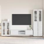 vidaXL Set comoda TV cu sertar FLORIN 3 pcs Alb lucios Lemn compozit GartenMobel Dekor (3397978)