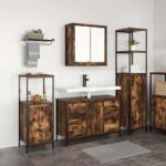 vidaXL Set de mobilier pentru baie cu usa 3 pcs Stejar afumat si negru GartenMobel Dekor (3328381)