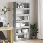 vidaXL Dulap pentru carti Gri din beton 80 x 30 x 198 cm Lemn compozit GartenMobel Dekor (3333919) Biblioteca