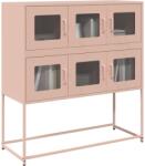vidaXL Dulap, roz, 100, 5x39x107 cm, otel laminat la rece GartenMobel Dekor (853423) Comoda