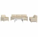 vidaXL Set canapele cu taburet si perne, 4 piese, crem, textil GartenMobel Dekor (3278313) Canapea