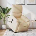 vidaXL Fotoliu electric de masaj rabatabil cu ridicare, crem, textil GartenMobel Dekor (3204869)