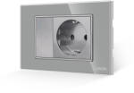 Luxion Intrerupator Simplu + Priza cu Rama din Sticla LUXION, Standard Italian, 3M SmartElectro IntelligentHouse (LXI-008/045GF-GY)