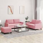 vidaXL Set de canapele cu perne, 3 piese, roz, catifea GartenMobel Dekor (3201509) Canapea