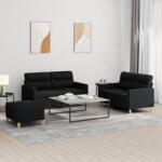 vidaXL Set de canapele cu perne, 3 piese, negru, textil GartenMobel Dekor (3201580) Canapea