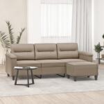 vidaXL Canapea cu 3 locuri si taburet, gri taupe, 180 cm, microfibra GartenMobel Dekor (3201231) Canapea