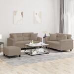 vidaXL Set de canapele cu perne, 3 piese, gri taupe, microfibra GartenMobel Dekor (3202332) Canapea