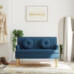vidaXL Bancheta cu perne, albastru, 113x64, 5x75, 5 cm, textil GartenMobel Dekor (372136)