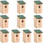 vidaXL Casute de pasari, 10 buc. , 12x12x22 cm, lemn masiv de brad GartenMobel Dekor (314815)