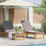 vidaXL Sezlong 2 pcs Maro 202 x 53 x 89 cm Lemn Solid de Acacia GartenMobel Dekor (3333831)