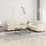 vidaXL Set de canapele cu perne, 2 piese, crem, piele ecologica GartenMobel Dekor (3202363) Canapea