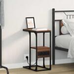 vidaXL Noptiera stejar brun cu priza si raft, 41, 5 x 26 x 60, 5 cm, lemn compozit (859609)