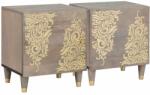 vidaXL Noptiera cu usa 2 pcs Gri 40 x 33 x 46 cm Lemn de mango solid GartenMobel Dekor (4018769)