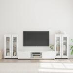 vidaXL Set comoda TV cu sertar FLORIN 3 pcs Alb lucios Lemn compozit GartenMobel Dekor (3397938)