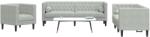 vidaXL Set canapele Chesterfield cu perne rulou, 3 piese, gri, catifea GartenMobel Dekor (3209281) Canapea