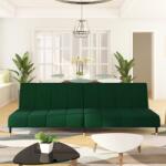 vidaXL Canapea extensibila cu 2 locuri, verde închis, catifea GartenMobel Dekor (375876) Canapea