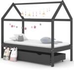 vidaXL Cadru pat copii cu sertar gri închis 80x160 cm lemn masiv pin GartenMobel Dekor (322143)