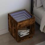 vidaXL Noptiera cu LED infinity, stejar maro, 40x40x50 cm GartenMobel Dekor (3284083)