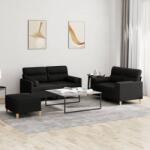 vidaXL Set de canapele cu perne, 3 piese, negru, textil GartenMobel Dekor (3201596) Canapea