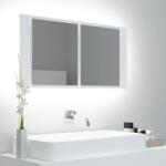 vidaXL Dulap de baie cu oglinda si LED, alb, 90x12x45 cm acril GartenMobel Dekor (804972)