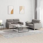 vidaXL Set de canapele cu perne, 2 piese, gri taupe, textil GartenMobel Dekor (3201591) Canapea