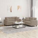 vidaXL Set de canapele cu perne, 2 piese, gri taupe, microfibra GartenMobel Dekor (3202326) Canapea
