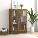vidaXL Dulap vitrina, stejar fumuriu, 82, 5x30, 5x115 cm, lemn prelucrat GartenMobel Dekor (815618) Biblioteca