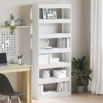 vidaXL Dulap pentru carti cu raft Alb 80 x 30 x 198 cm Lemn compozit GartenMobel Dekor (3333916) Biblioteca