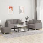 vidaXL Set de canapele cu perne, 3 piese, gri taupe, textil GartenMobel Dekor (3202117) Canapea