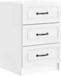 vidaXL Noptiera cu 3 sertare, alb foarte lucios, 43x41x63, 5 cm, lemn prelucrat (895709)