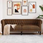 vidaXL Canapea Chesterfield cu 3 locuri, maro, material textil GartenMobel Dekor (372564) Canapea