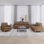 vidaXL Set de canapele cu perne, 3 piese, maro, textil GartenMobel Dekor (3201245) Canapea