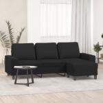 vidaXL Canapea cu 3 locuri cu taburet, negru, 180 cm, material textil GartenMobel Dekor (3201155) Canapea