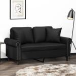 vidaXL Canapea cu 2 locuri cu pernute, negru, 120 cm, piele ecologica GartenMobel Dekor (3200925) Canapea