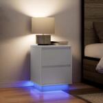 vidaXL Noptiere cu lumini LED 2 buc Alb 38x34x50 cm GartenMobel Dekor (861284)