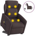 vidaXL Fotoliu electric masaj rabatabil cu ridicare maro închis textil GartenMobel Dekor (3303169)