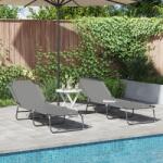vidaXL Sezlong pliabil 2 pcs Portabil Gri 600D Fabric Oxford GartenMobel Dekor (42003149)
